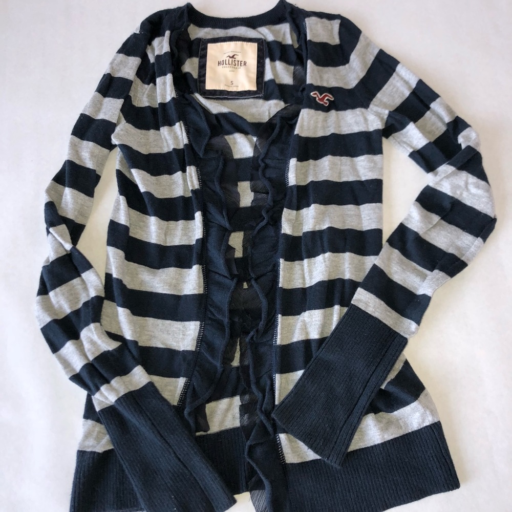 Small Navy & Grey Cardigan with Ruffles